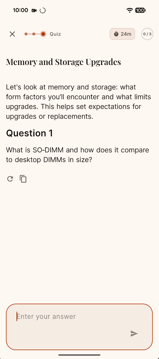 Assess screen